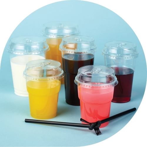 Smoothie Milkshake Cups Lids 10oz 12oz 15oz Clear Plastic Domed Disposable