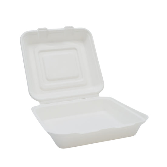 10" Bagasse Clamshell Lunch Box