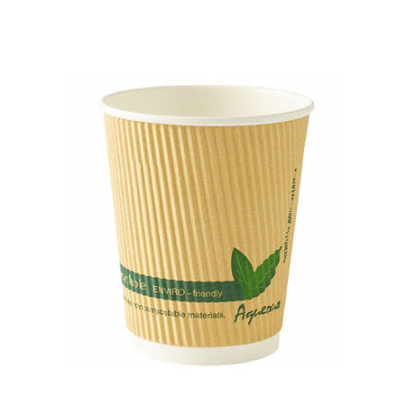 8oz Aqueous Coated Compostable Kraft Ripple Wrap Paper Coffee Cup – Dispo  International