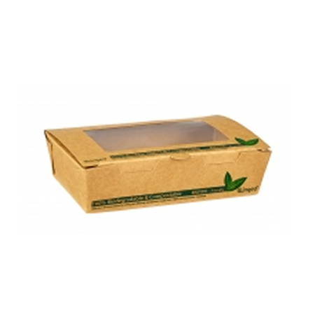 500ml PLA Tuck Top Kraft Window Salad Boxes only £2.19