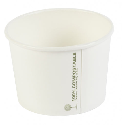 8 Oz. Disposable White Kraft Paper Soup Containers 