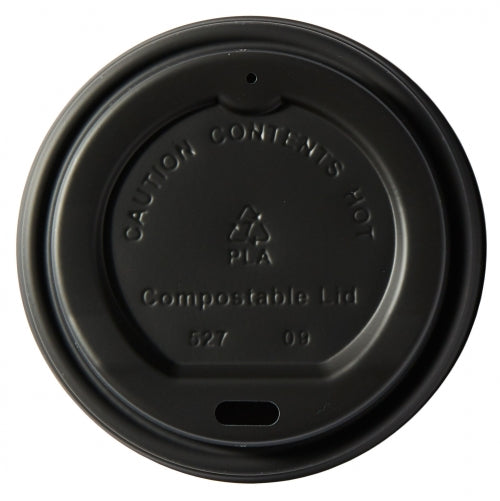 Compostable Black 8oz Domed Sip-thru Lid (10x100)