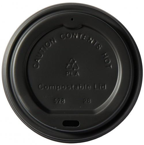Compostable Black 10-20 Oz Domed Sip-thru Lid (10x100)
