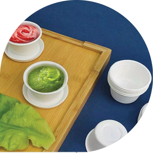 Bagasse Sauce Containers & Lids