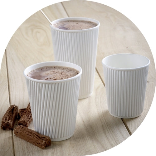 White Ripple Hot Drink Paper Cups