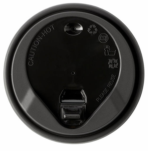Large Matt & Gloss PP Black Tab Hot Drink Lids