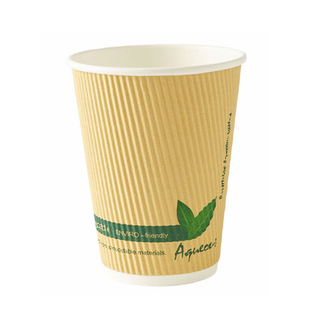 12oz Aqueous Coated Compostable Kraft Ripple Wrap Paper Coffee Cup