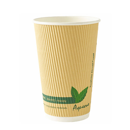 16oz Aqueous Coated Compostable Kraft Ripple Wrap Paper Coffee Cup