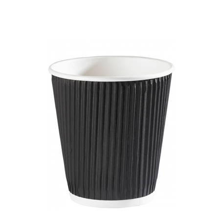 12oz Squat Black Ripple Wrap Paper Coffee Cup