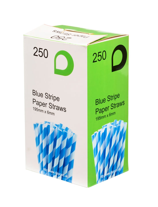 Blue Striped Paper Straw