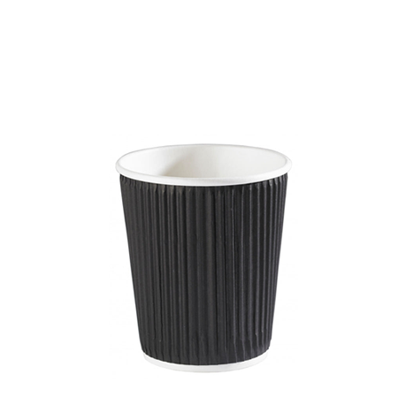 8oz Black Ripple Wrap Paper Coffee Cup