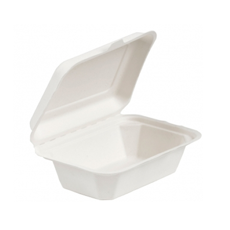 7" X 5" Bagasse Clamshell Lunch Box