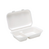9" X 6" Bagasse 2 Compartment Clamshell Lunch Box